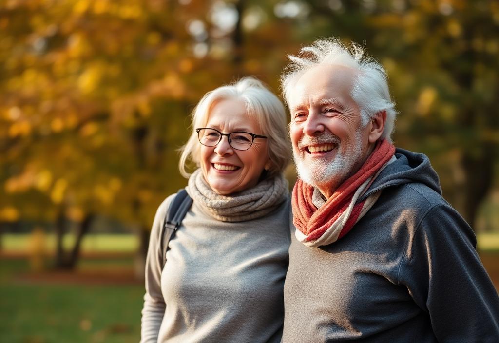 Healthy Canadian couple enjoying retirement with steady blood pressure
